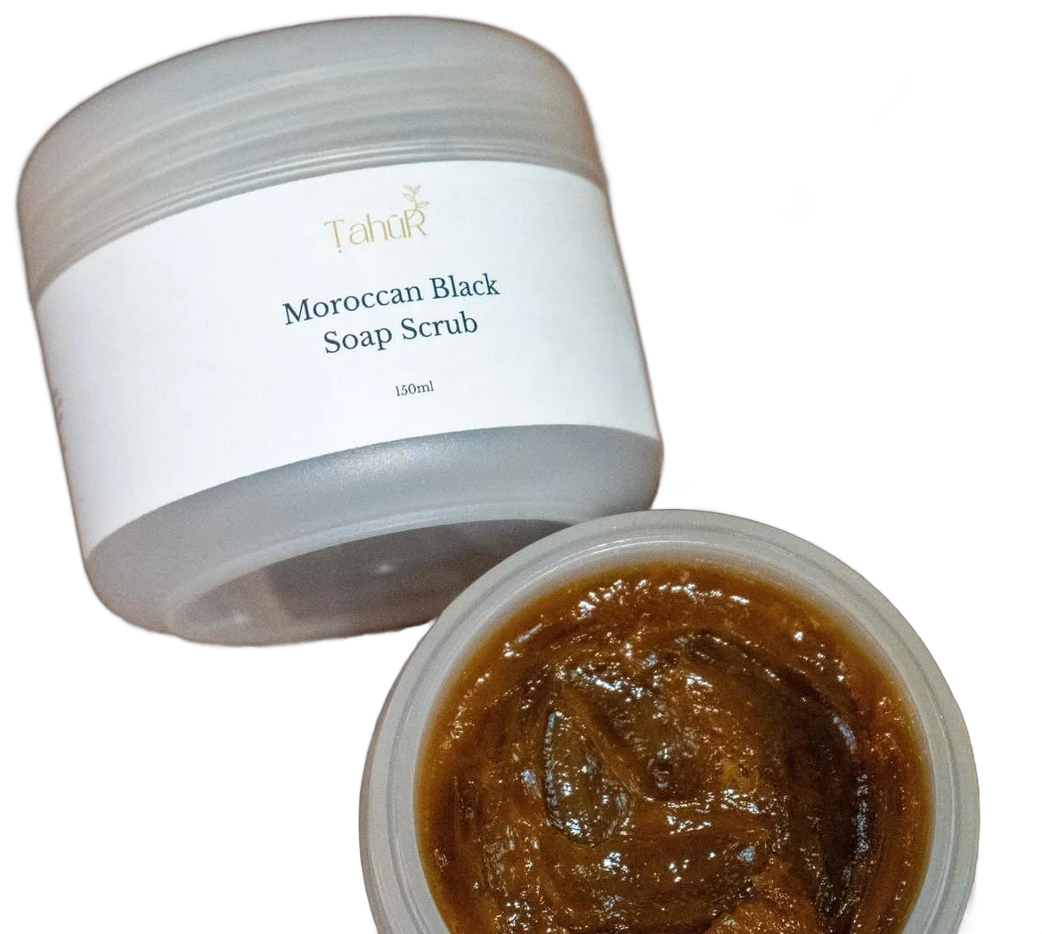 Black soap scrub with kessa glove